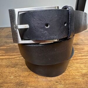 Garuglieri Mens Black Genuine Leather Belt Made in Italy Size 38 Style 2403